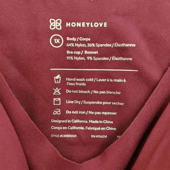 Honeylove Burgundy Sports Bra Size 1X - Picture 2 of 5
